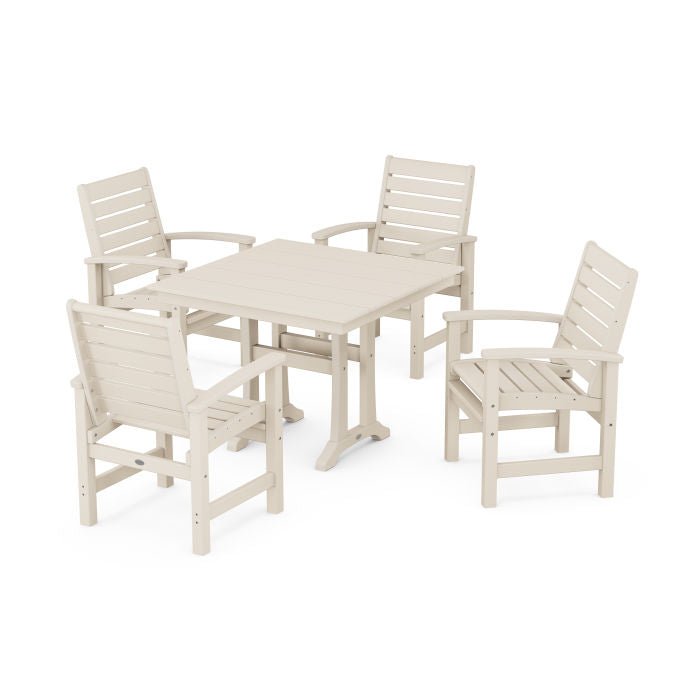 Polywood Signature 5-Piece Farmhouse Dining Set With Trestle Legs PWS954-1