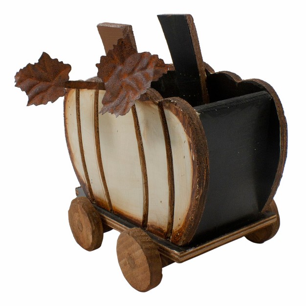 Fall Harvest Wooden Pumpkin Cart Tabletop Decoration