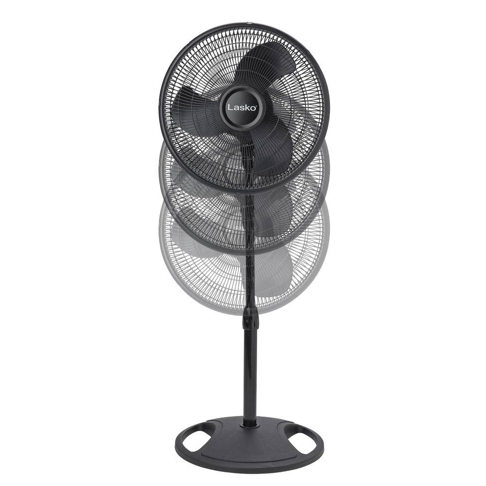 Lasko Adjustable-Height 16 in. 3 Speed Black Oscillating Pedestal Fan 2521