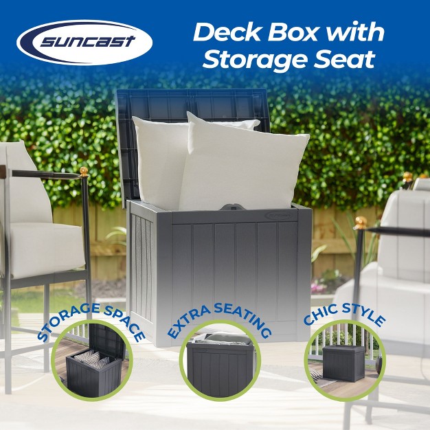 Suncast Ss601 22 Gallon Outdoor Patio Small Deck Box W Storage Seat