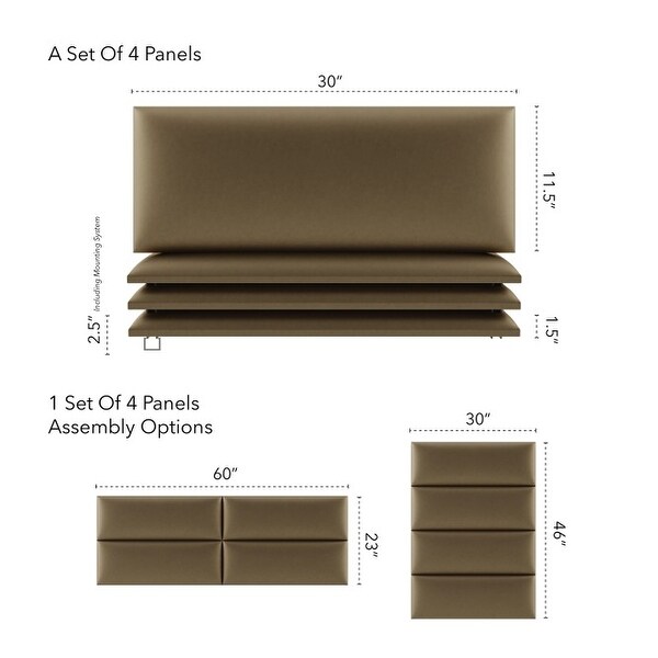 Vant Upholstered Headboards - Metallic Gold - 30 Inch - Set of 4 panels - - 12246103