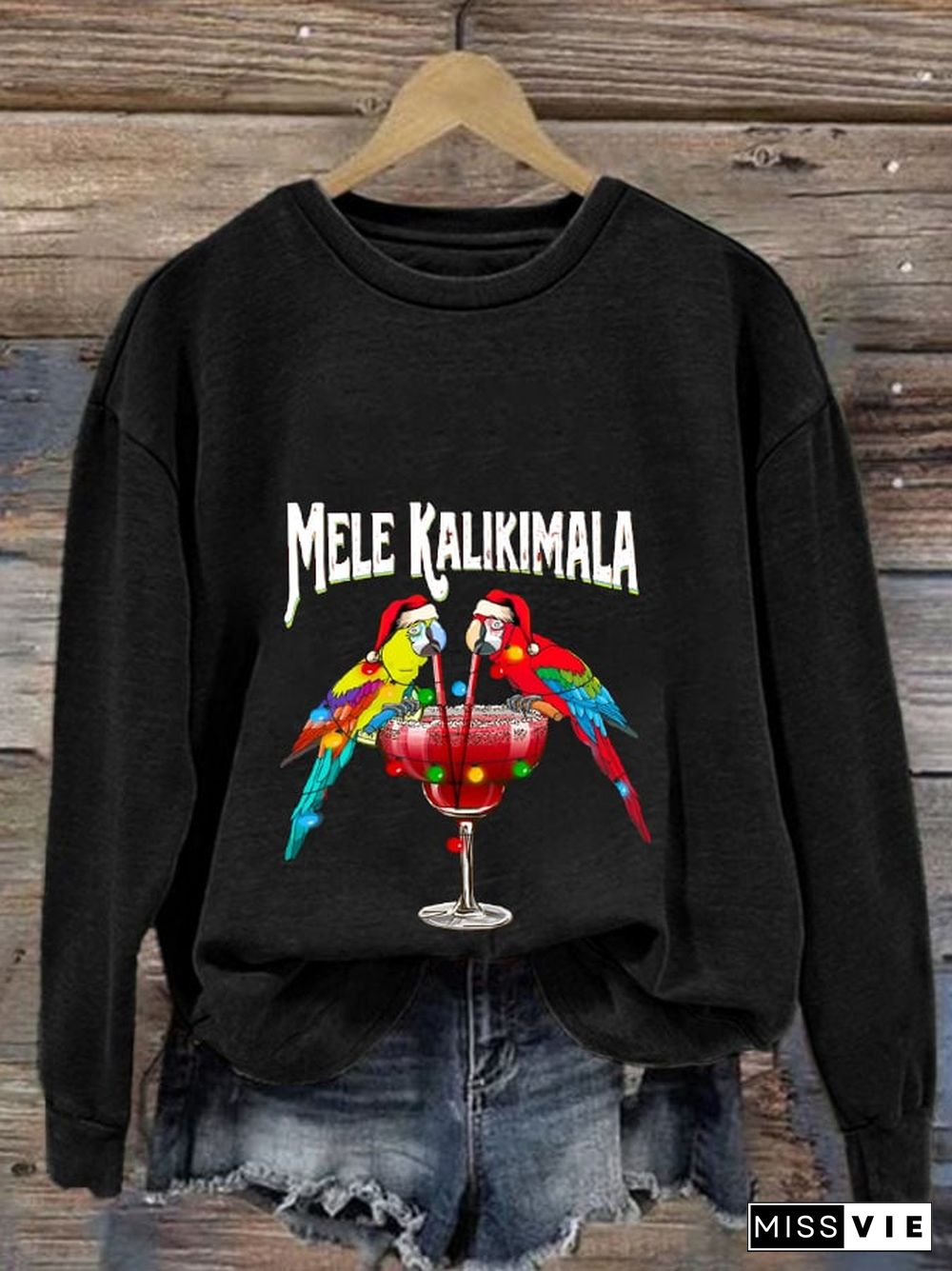 Women's Christmas Mele Kalikimaka Print Casual Sweatshirt