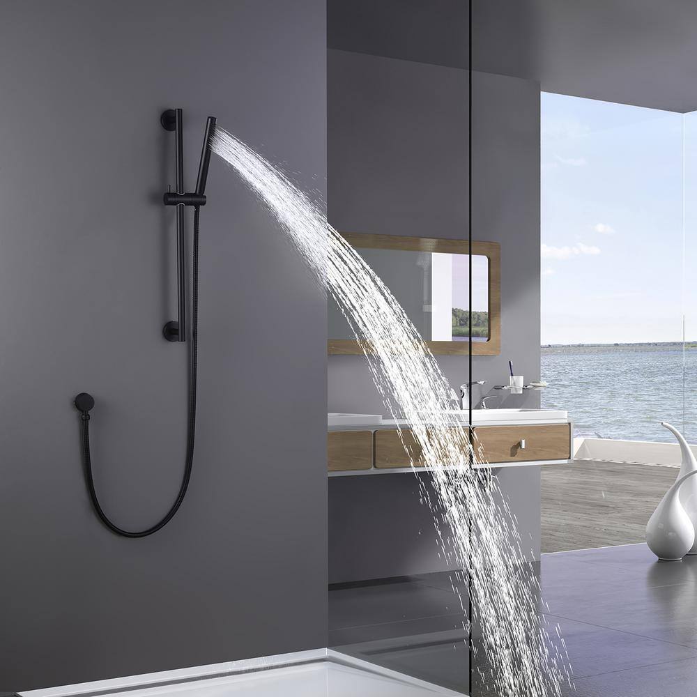 matrix decor 1-Spray Patterns 8.66 in. Wall Mount Handheld Shower Head with Slide Bar in Matte Black MD-RCS91002MB