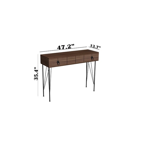 Hecarim 2 Drawers Metal Legs Rectengular Entryway Table