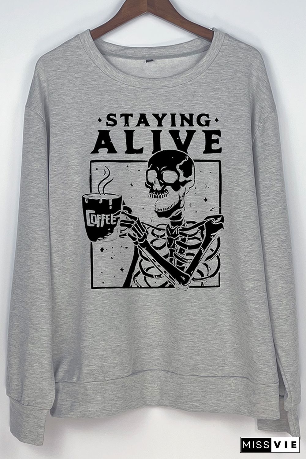 Staying Alive Halloween Print O-neck Long Sleeve Sweatshirts Women Wholesale