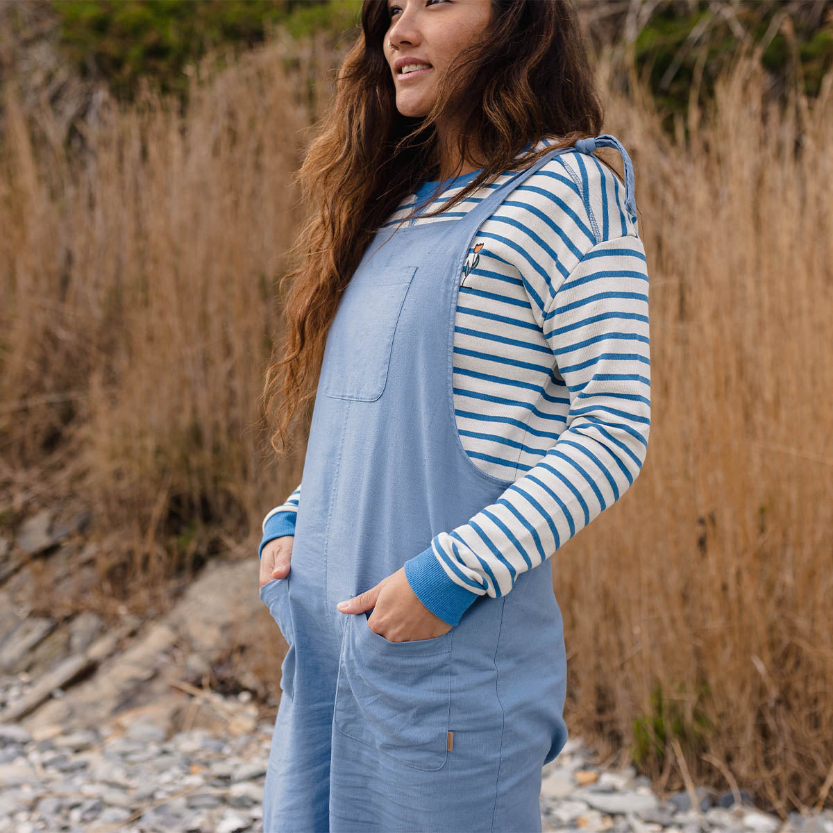 Carefree Hemp Dungarees - Blue Shadow