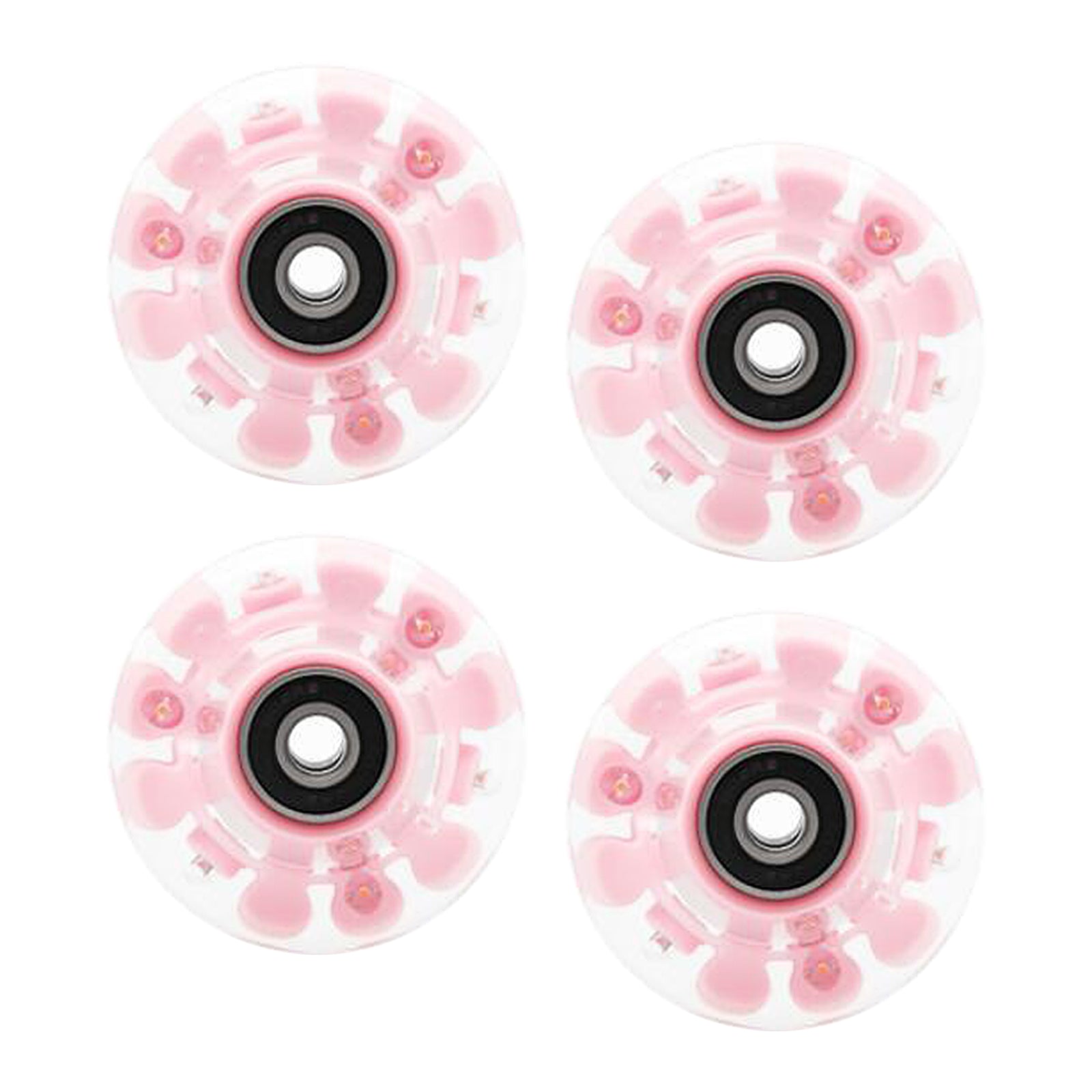 Luminous Quad Roller Skate Wheels Light Bearings Street Outdoor Pink