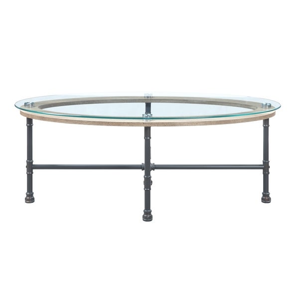 Coffee Table in Clear Glass and Sandy Gray Finish