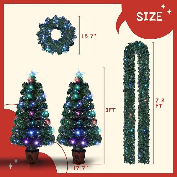 Prelit Optical Fiber Christmas Artificial Tree 4Piece Set