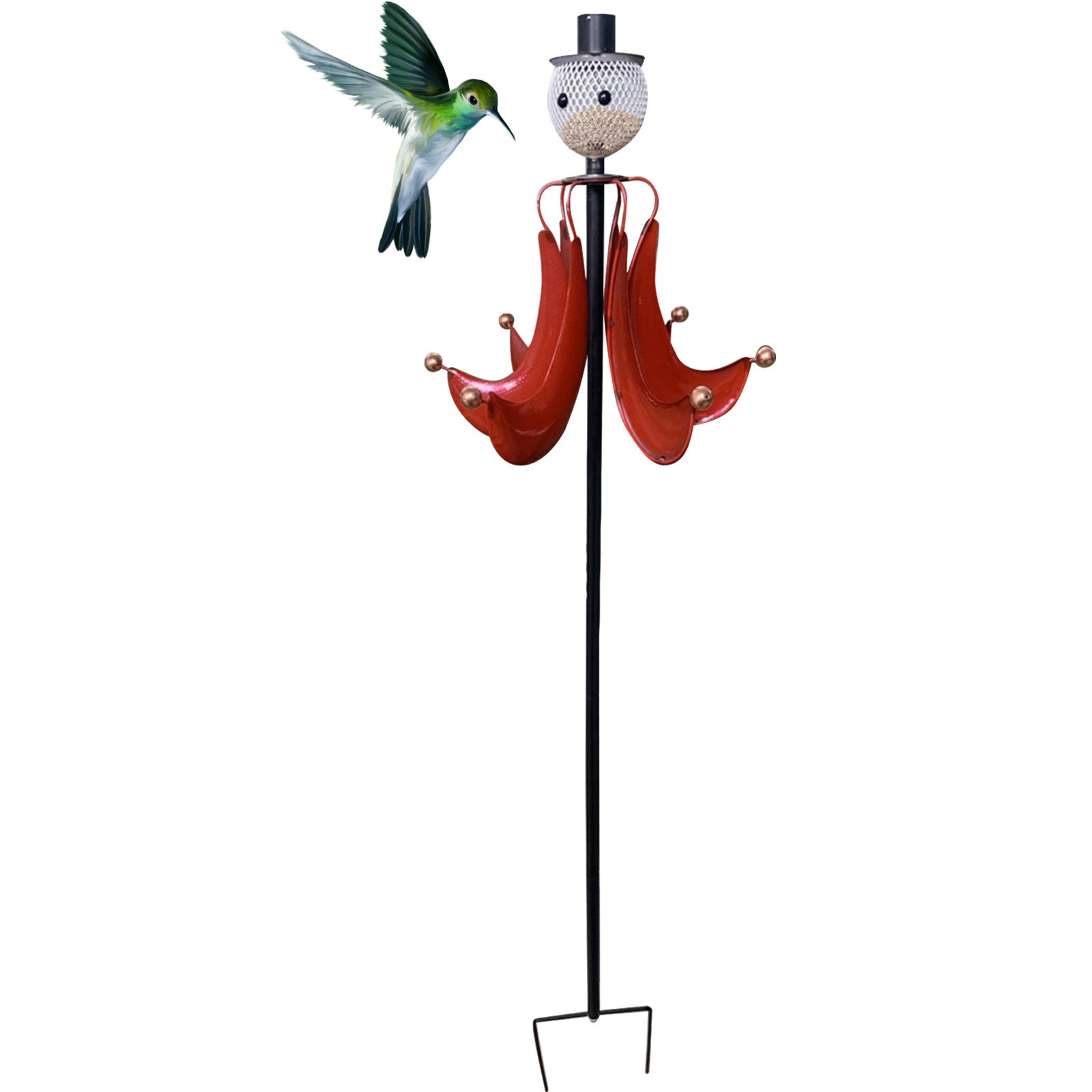 WANYNG Feeder Pole Metal ArtsYard Hanging Bird Flower Outdoor Decoration Garden Bird Feeder Kitchen，Dining and Bar，One Size