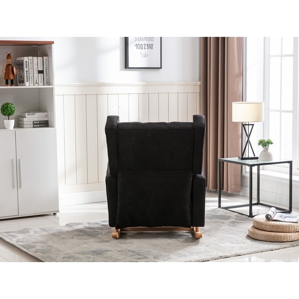 Contemporary Style Living Room Comfortable Polyester with Upholstery Rocking Chair Accent Chair with Solid Rubber Wood Legs