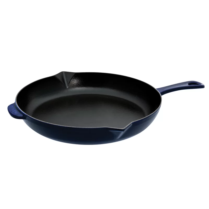 Staub 1223091 Cast Iron 12-inch Fry Pan - Dark Blue， Made in France