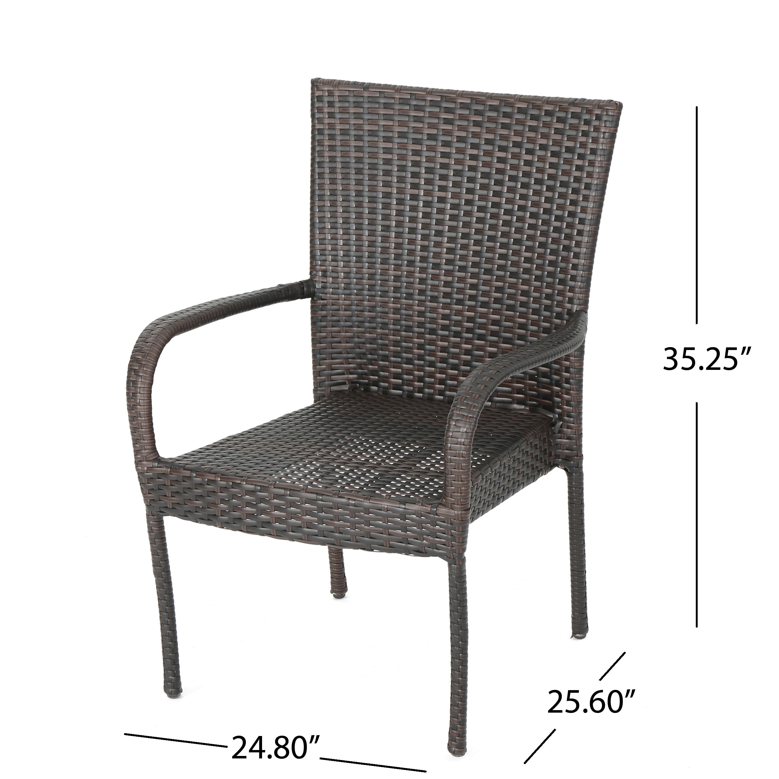 Newton Outdoor 3 Piece Multi-Brown Wicker Chat Set with Stacking Chairs