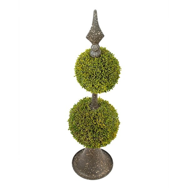 Antique Bronze and Green 27inch Spired Sphere Boxwood Topiary