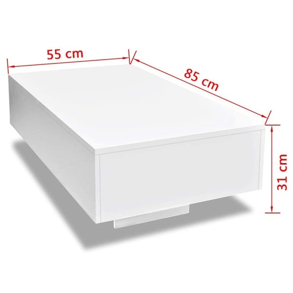 Coffee Table High Gloss White for Home Living Room Farmhouse Office 33.5