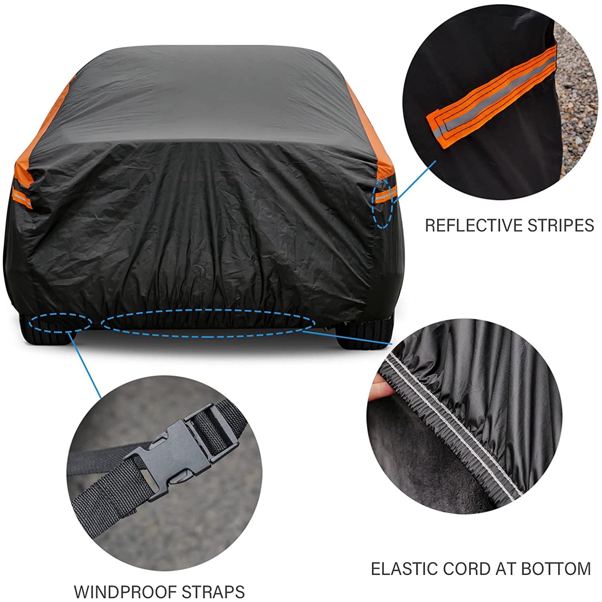 GUNHYI SUV Car Cover for Automobiles All Weather Waterproof， Size A8 Fit for SUV 182 to 190 inch， Black