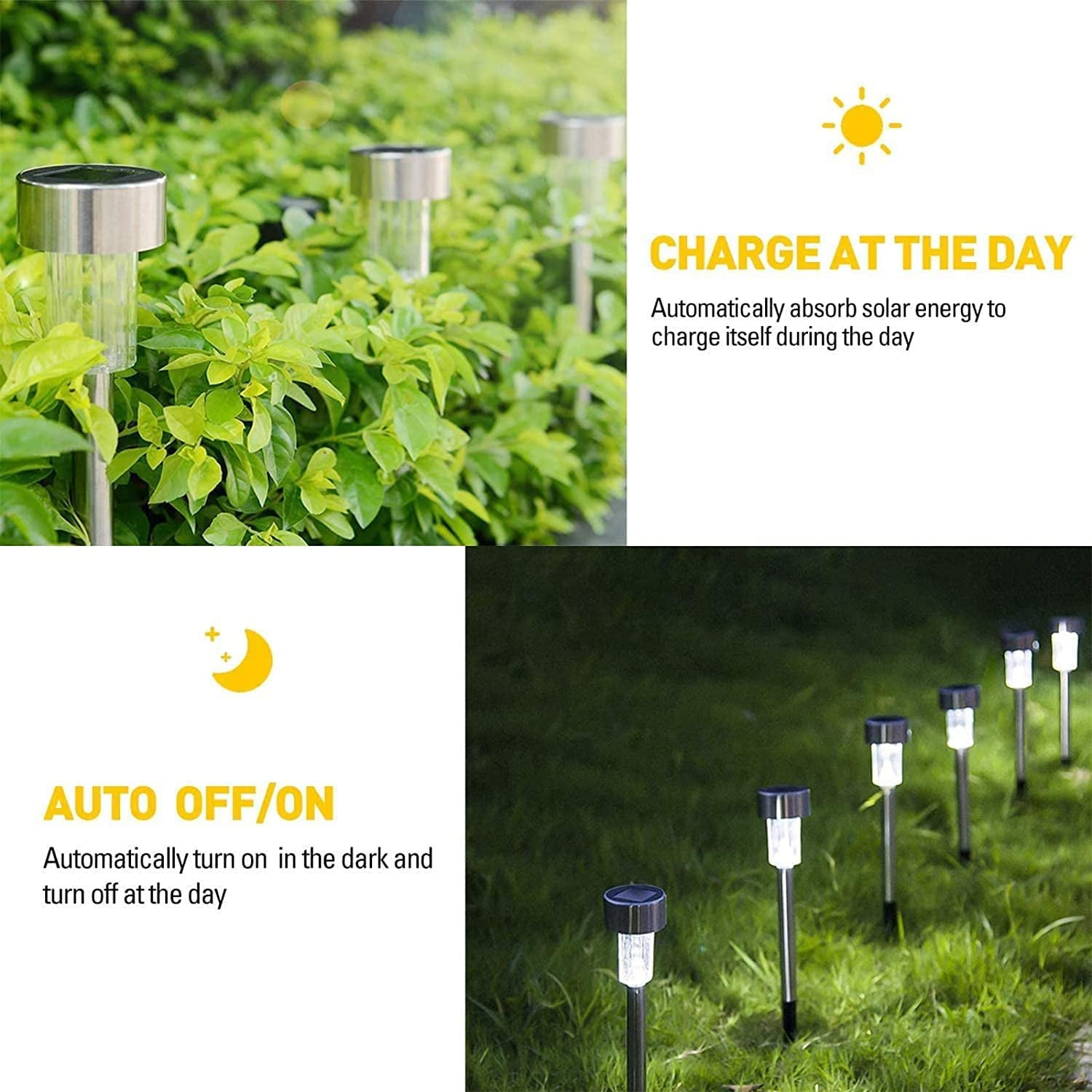 Chanvi 16 Pack Solar Outdoor Pathway Lights，Solar Walkway Lights Waterproof Led Light Landscape/Pathway Lights for Patio/Garden/Lawn/Yard/Driveway/Walkway (Stainless Steel)