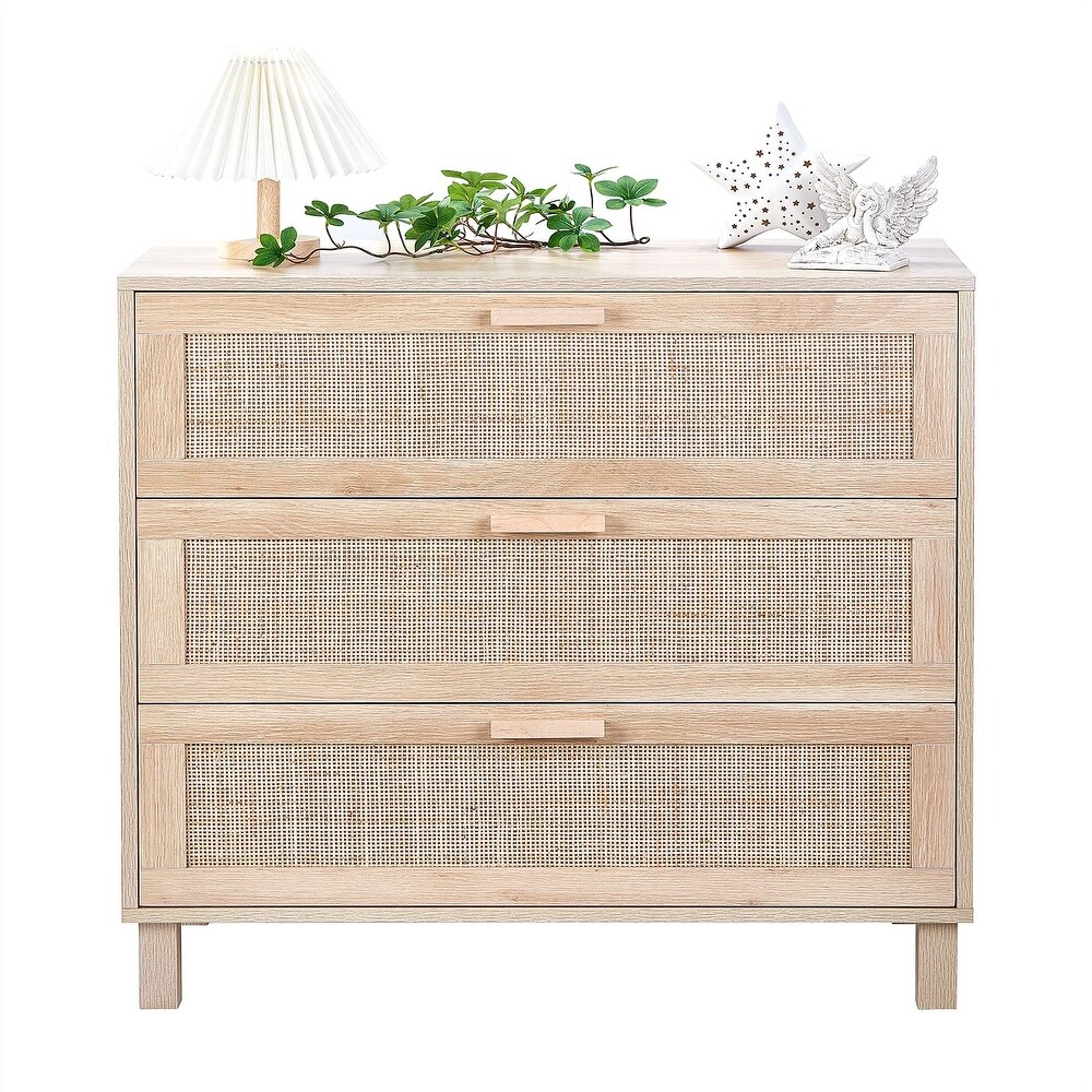 3 Drawer Dresser Hamilton Rattan Chest of Drawers End Cabinets Storage Corner Bedside Table