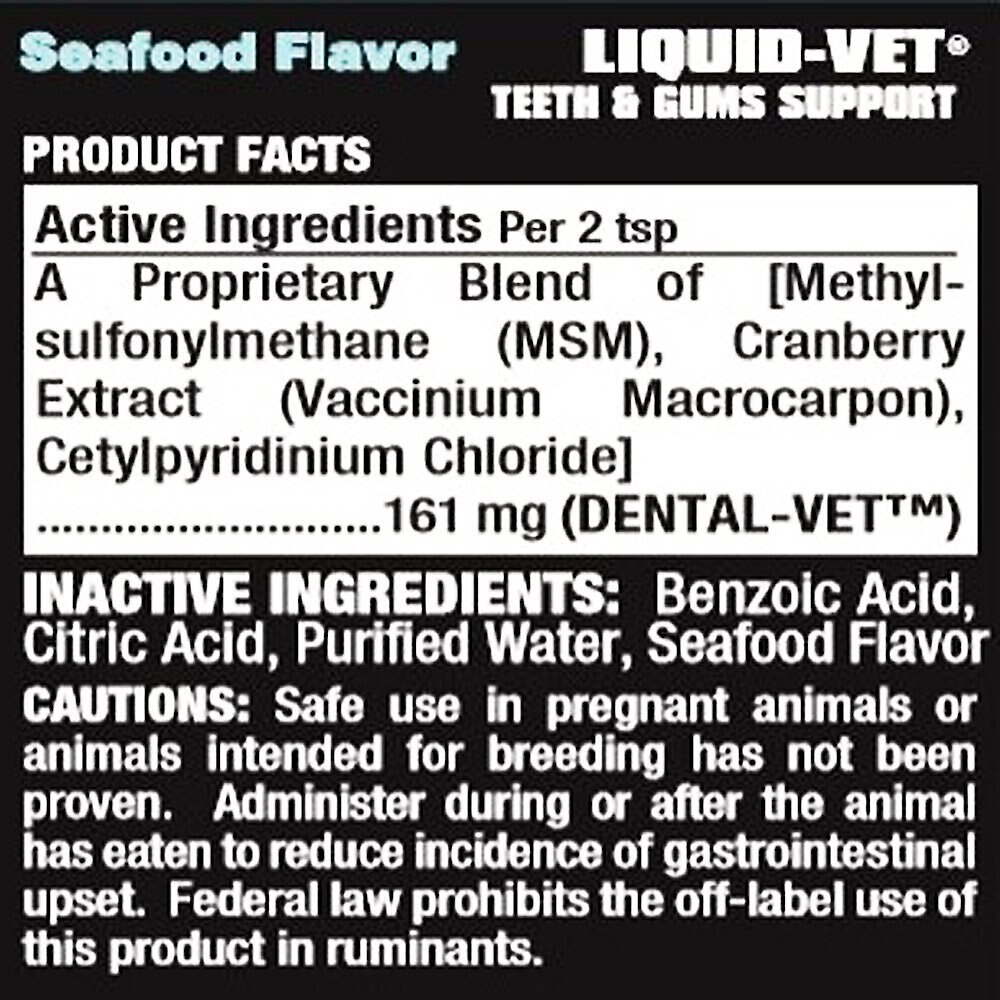 Liquid-Vet Teeth and Gums Support Seafood Flavor Cat Supplement， 8-oz bottle