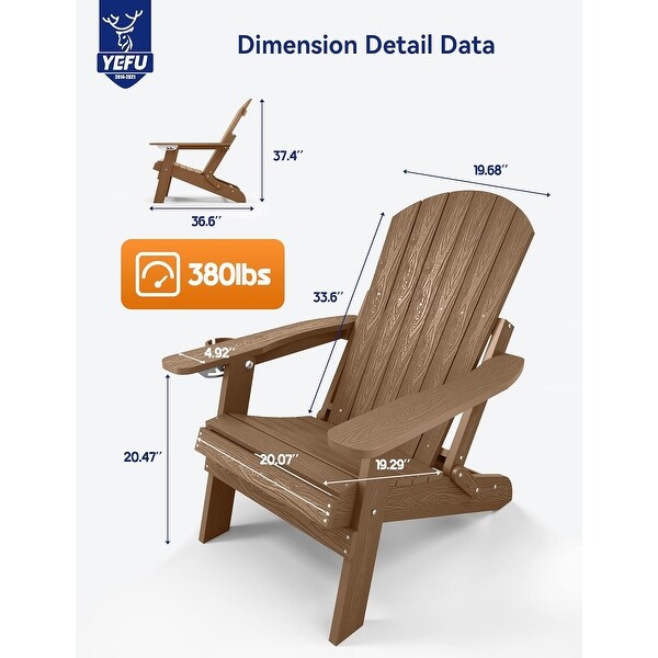 WINSOON Set of 4 Folding Adirondack Chair with 5Gear Adjustable Backrest and Retractable Ottoman