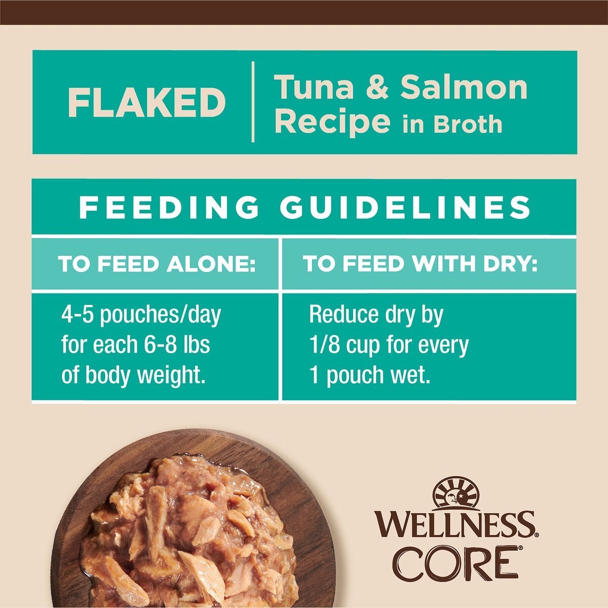 Wellness Tiny Tasters Tuna and Salmon Grain-Free Flaked Wet Cat Food， 1.75-oz pouch， case of 12