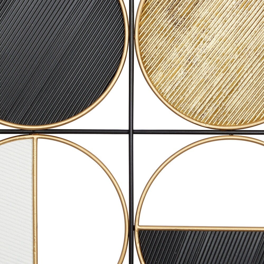 CosmoLiving by Cosmopolitan Black Metal Half Moon Geometric Wall Decor with Gold Detailing