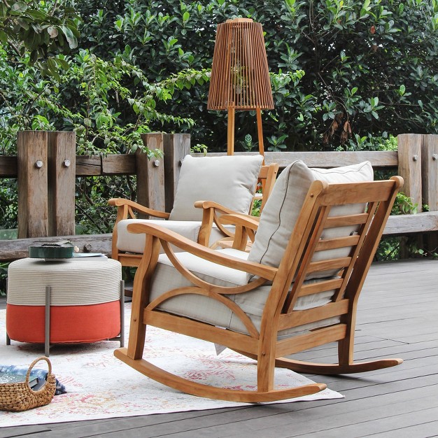 Cambridge Casual Abbington Teak Outdoor Patio Rocking Chair With Cushion