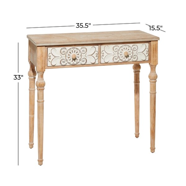 Brown Wood Farmhouse Console Table 33 x 36 x 16