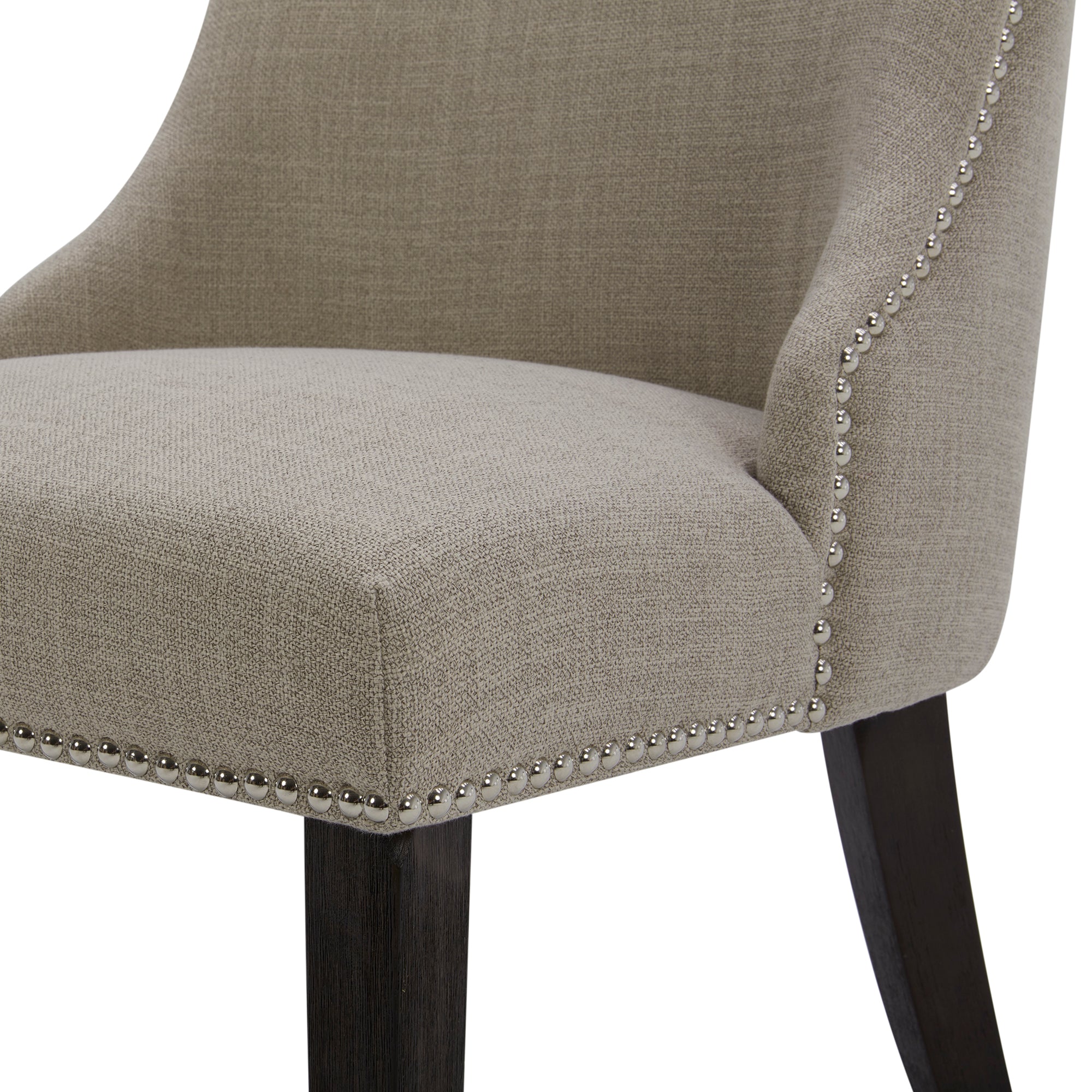 CHITA Upholstered Dining Chairs Set of 2 Kitchen Chairs， Full BackandWood Legs， Fabric in Flax Beige