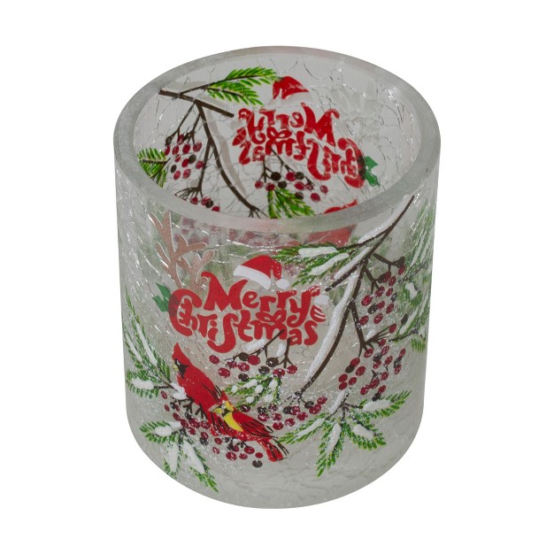 Northlight 2 75 inch Cardinal And Pine Hand Painted Flameless Christmas Candle Holder