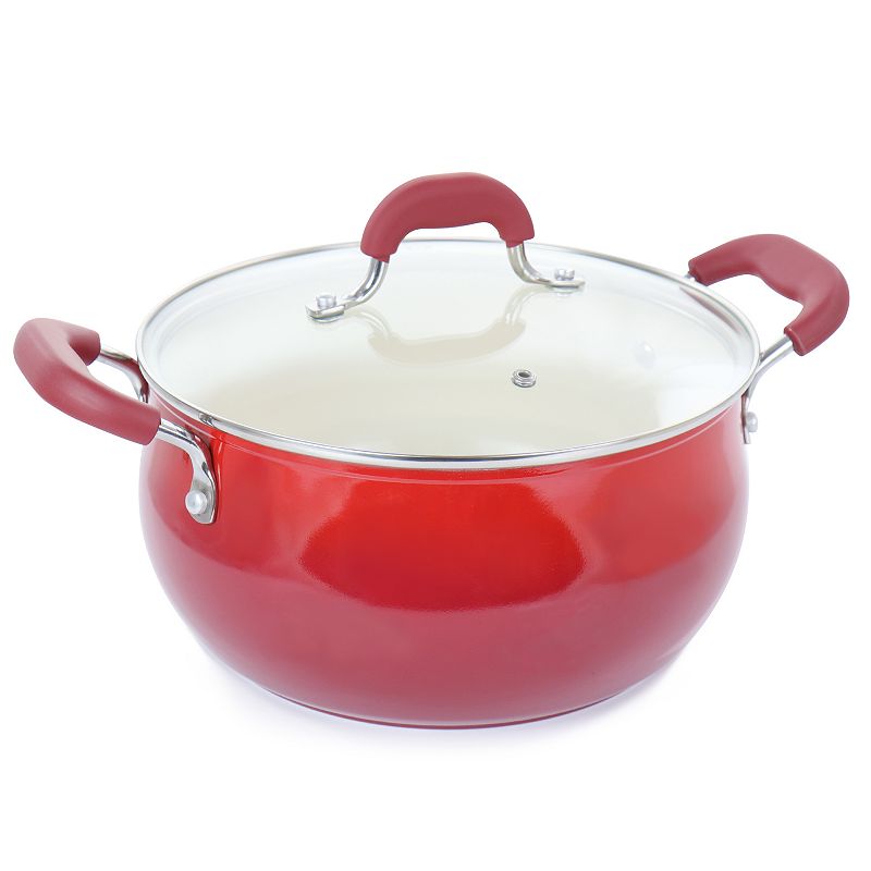 Oster Cocina Corbett 5.4 Quart Nonstick Aluminum Dutch Oven in Red