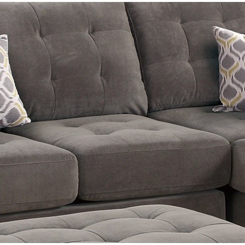 Living Room Sectional Waffle Suede Charcoal Color ...