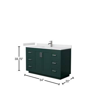 Wyndham Collection Miranda 54 in. W x 22 in. D x 33.75 in. H Single Bath Vanity in Green with White Cultured Marble Top WCF292954SGEWCUNSMXX