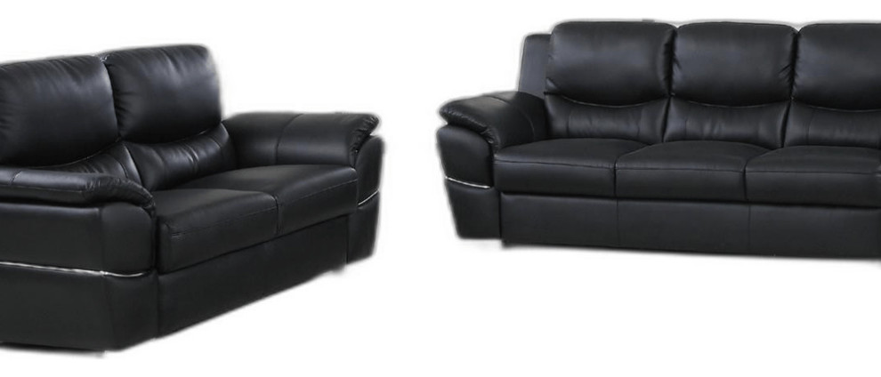 85  x27quotX 34  x27quot X 35  x27quotModern Black Leather Sofa And Loveseat   Contemporary   Living Room Furniture Sets   by HomeRoots  Houzz