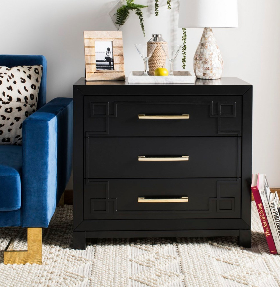 Dana 3 Drawer Chest Black/Gold   Transitional   Accent Chests And Cabinets   by V.S.D Furniture  Houzz