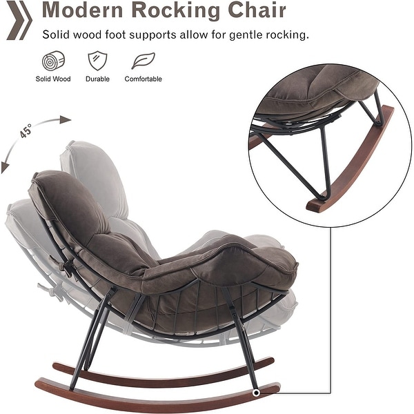 Mcombo Modern Accent Rocking Chairs with Ottoman， Lounge Armchair for Living Room Bedroom