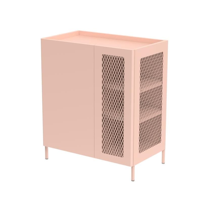 2 Door Steel Pink Storage Cabinet  Accent Storage Locker with Six Adjustable Shelves for Living Room  Garage  Office  Entryway