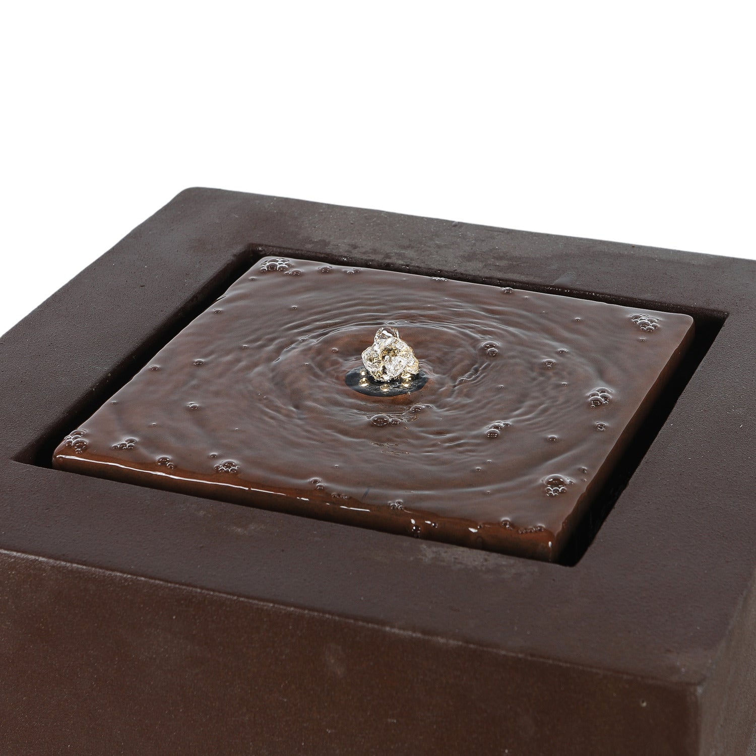 Aged Bronze Square 20in. H Fountain with LED Light