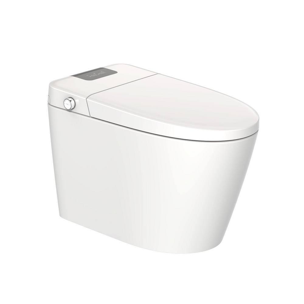 Xspracer Victoria Smart One-Piece 1.27 GPF Single Flush Round Automatic Flush with Foot Sensor Toilet in White Seat Included JH-SMT16789