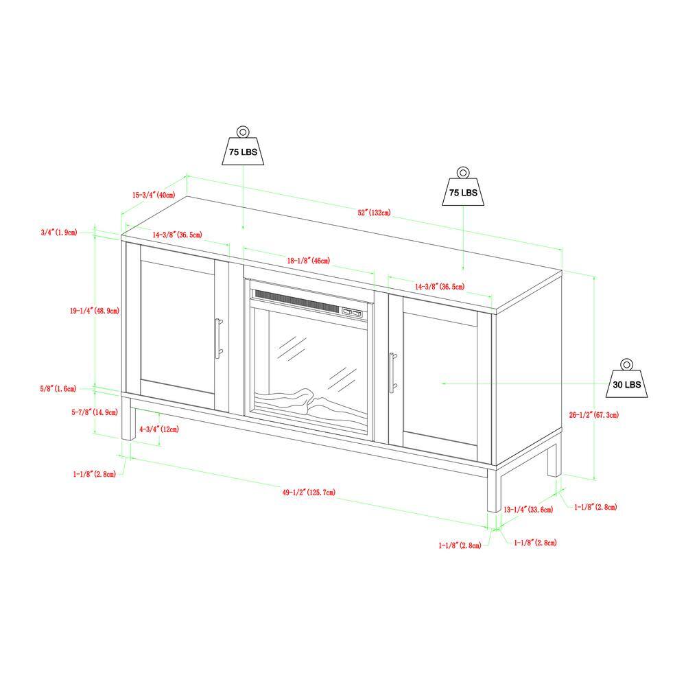 Walker Edison Furniture Company 52 in. Modern Fireplace TV Stand - White HD52FP18AVWH