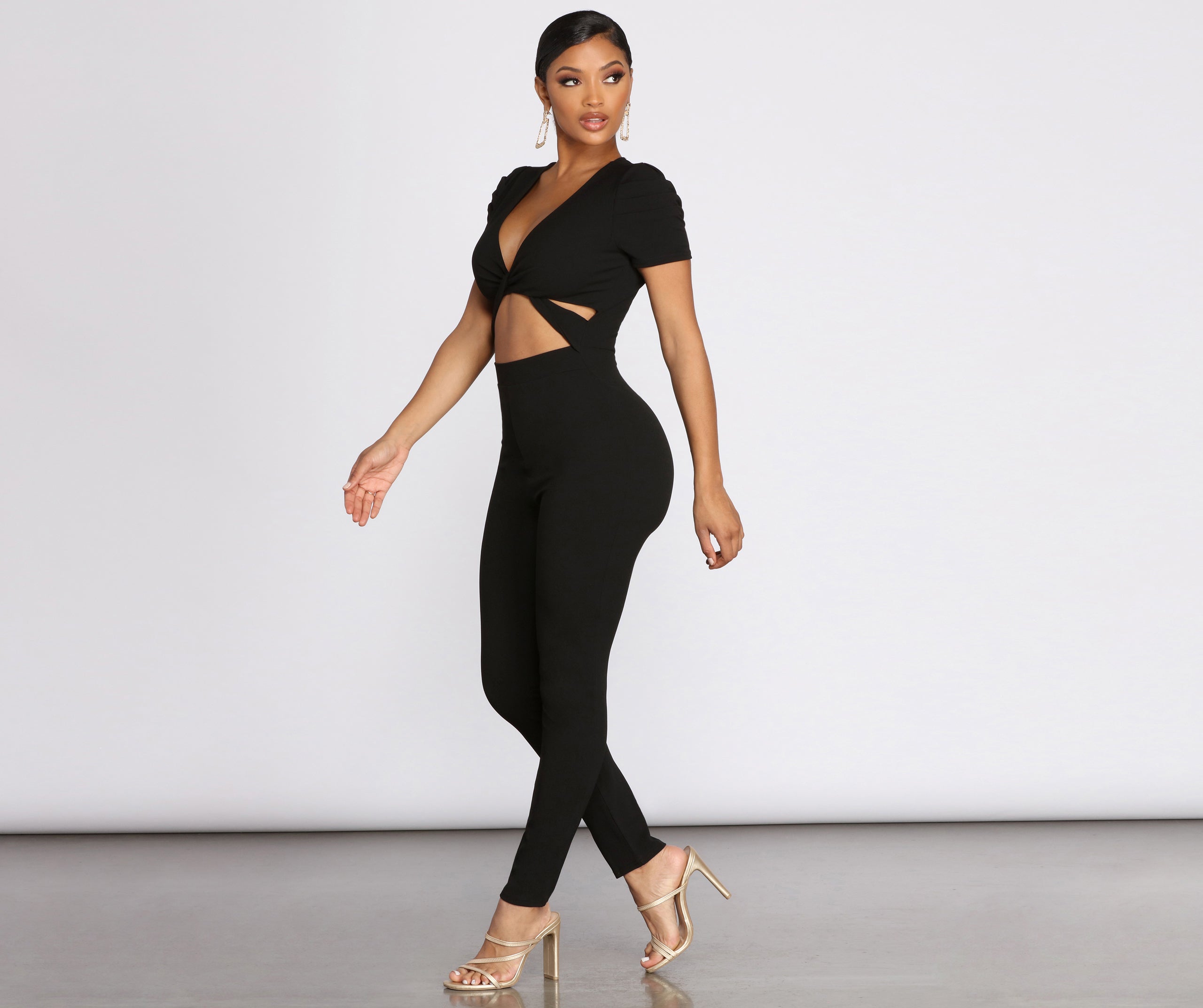 Risk It All Twist Front Fitted Jumpsuit