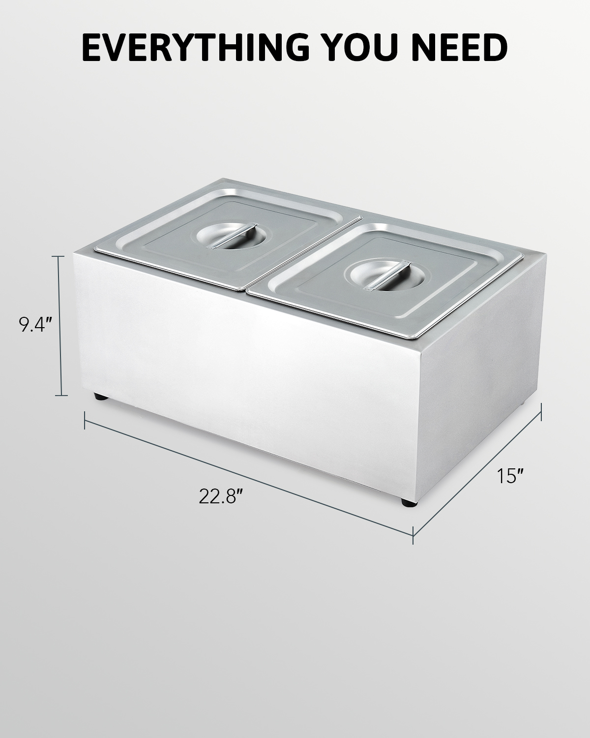 Commercial Bain Marie Food Warmer GN 1/2 Electric 2 Pan Buffet Server and Warmer