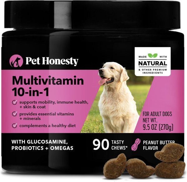 PetHonesty Multivitamin 10-in-1 Peanut Butter Flavored Soft Chews Multivitamin for Dogs