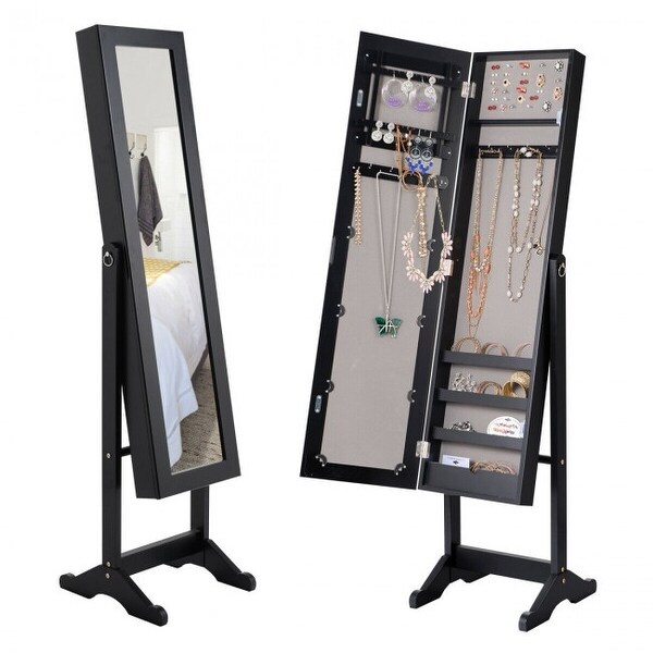 Mirrored Standing Jewelry Cabinet Storage Box - 13