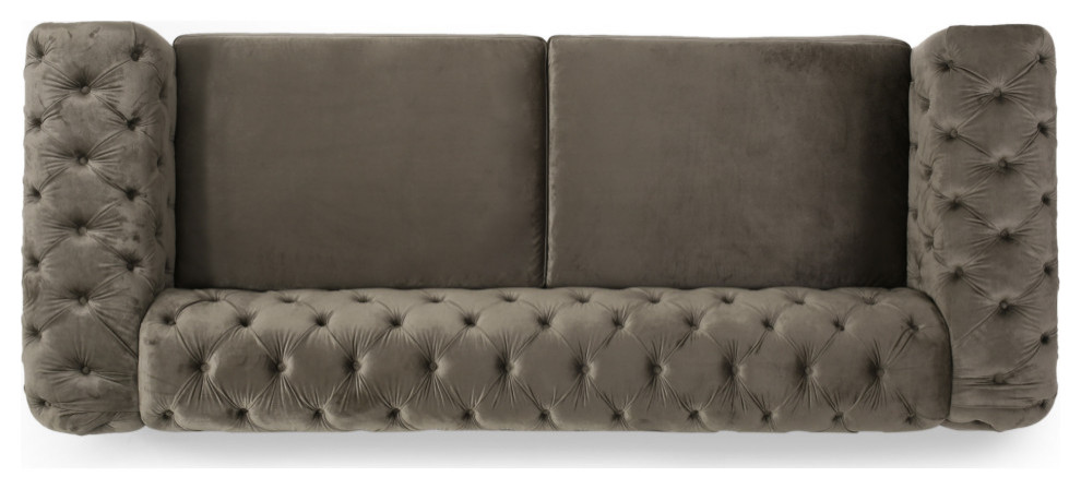 Giovanna Modern Glam Tufted Velvet 3 Seater Sofa   Contemporary   Sofas   by GDFStudio  Houzz