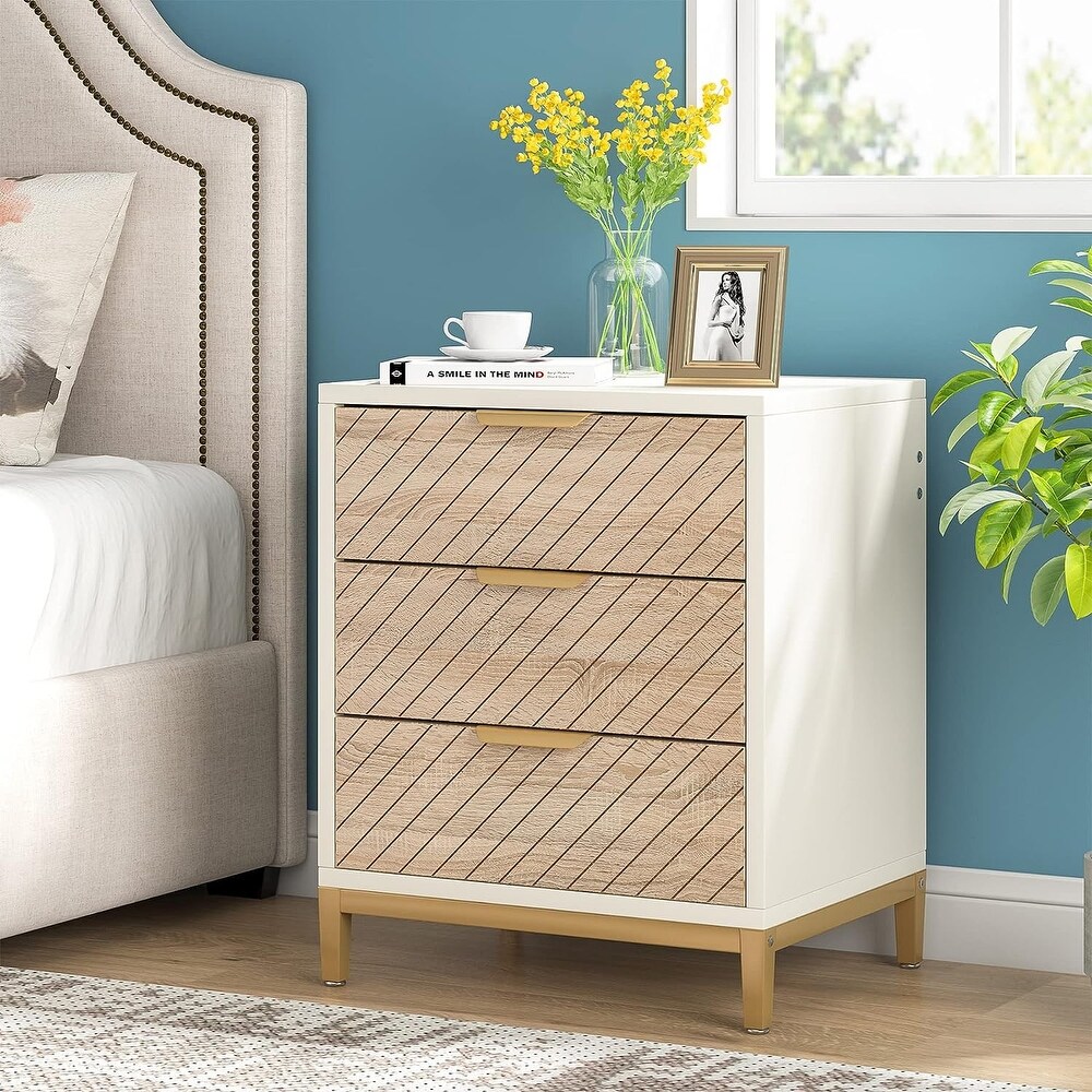 Night Stands for Bedrooms  Nightstands with 3 Drawers for Living Room