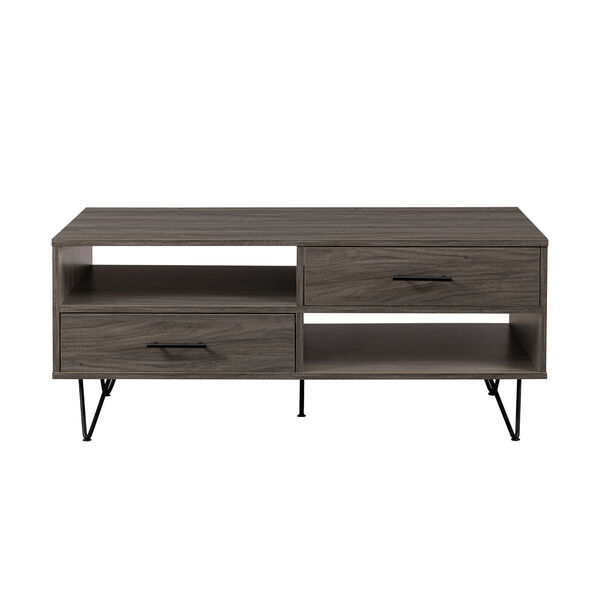 Croft Slate Gray Two-Drawer Coffee Table with Hairpin Legs