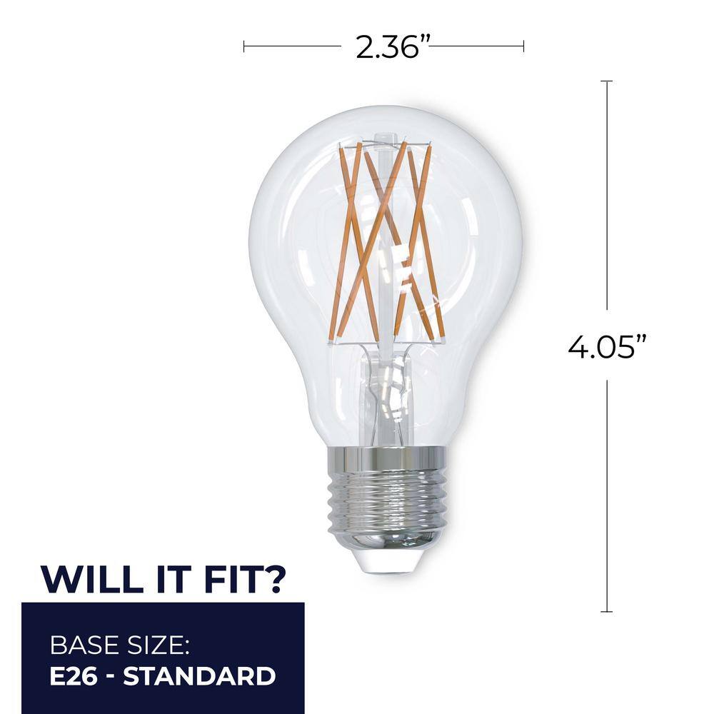 Bulbrite 75-Watt Equivalent A19 Clear Dimmable Edison LED Light Bulb Soft White (2-Pack) 861579