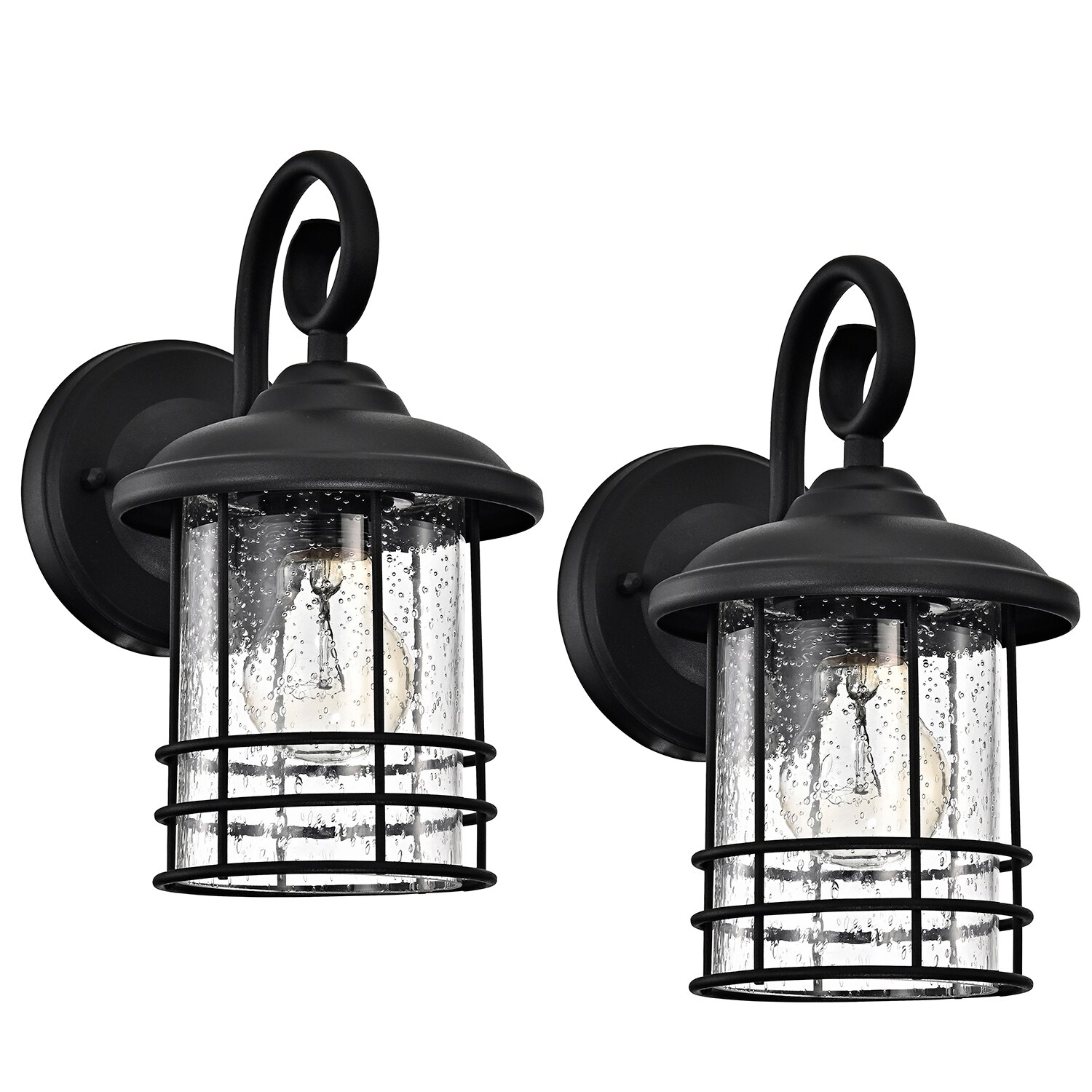 1-Light Outdoor Wall Light with Clear Seedy Glass (Set of 2) - 5.5