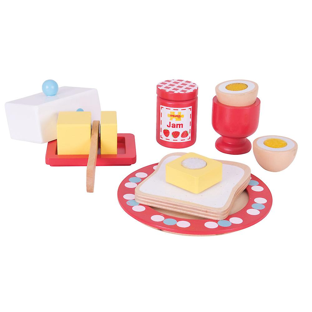 Bigjigs Toys Wooden Play Food Breakfast Play Set Pretend Role Play Kitchen